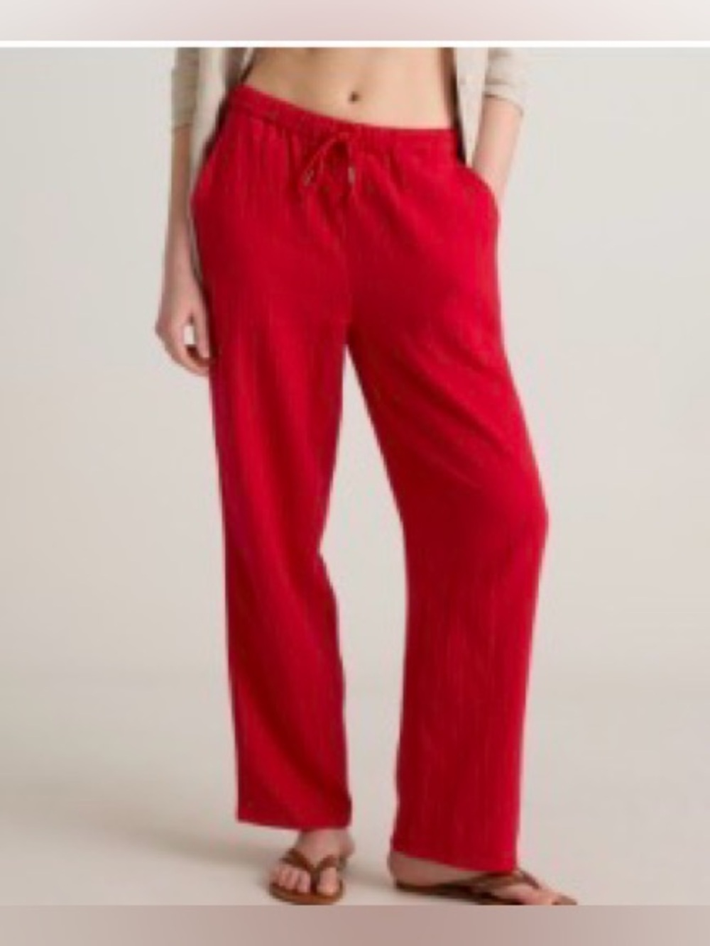 Quince Red Elastic Waist Pants Large
